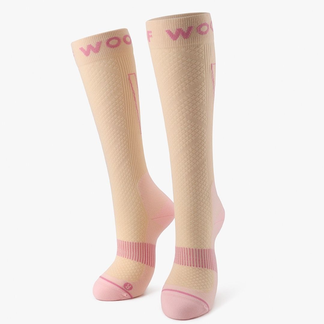 Performance Compression Socks, Beige and Pink