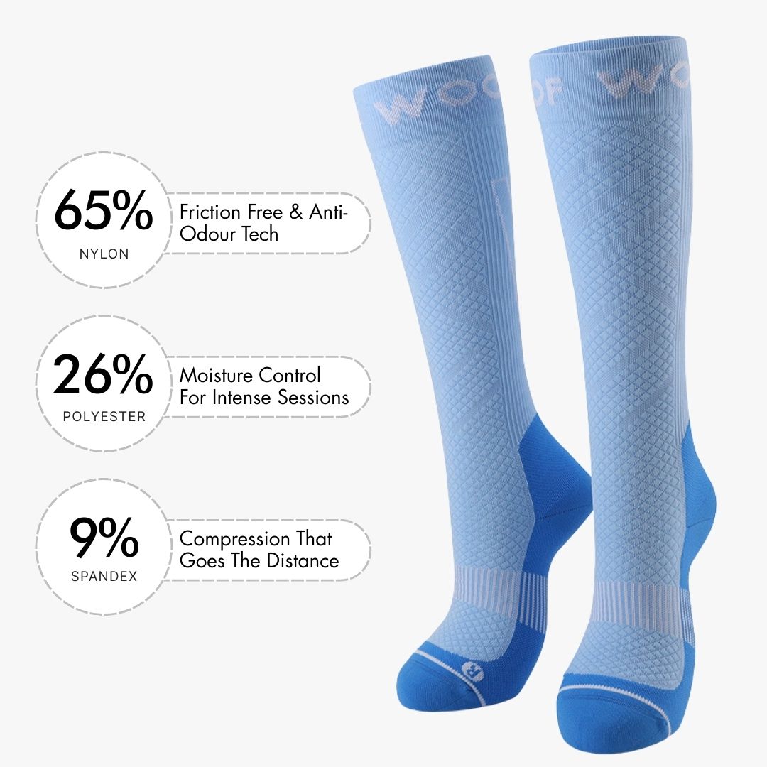 Performance Compression Socks, Blue and Fluro Blue