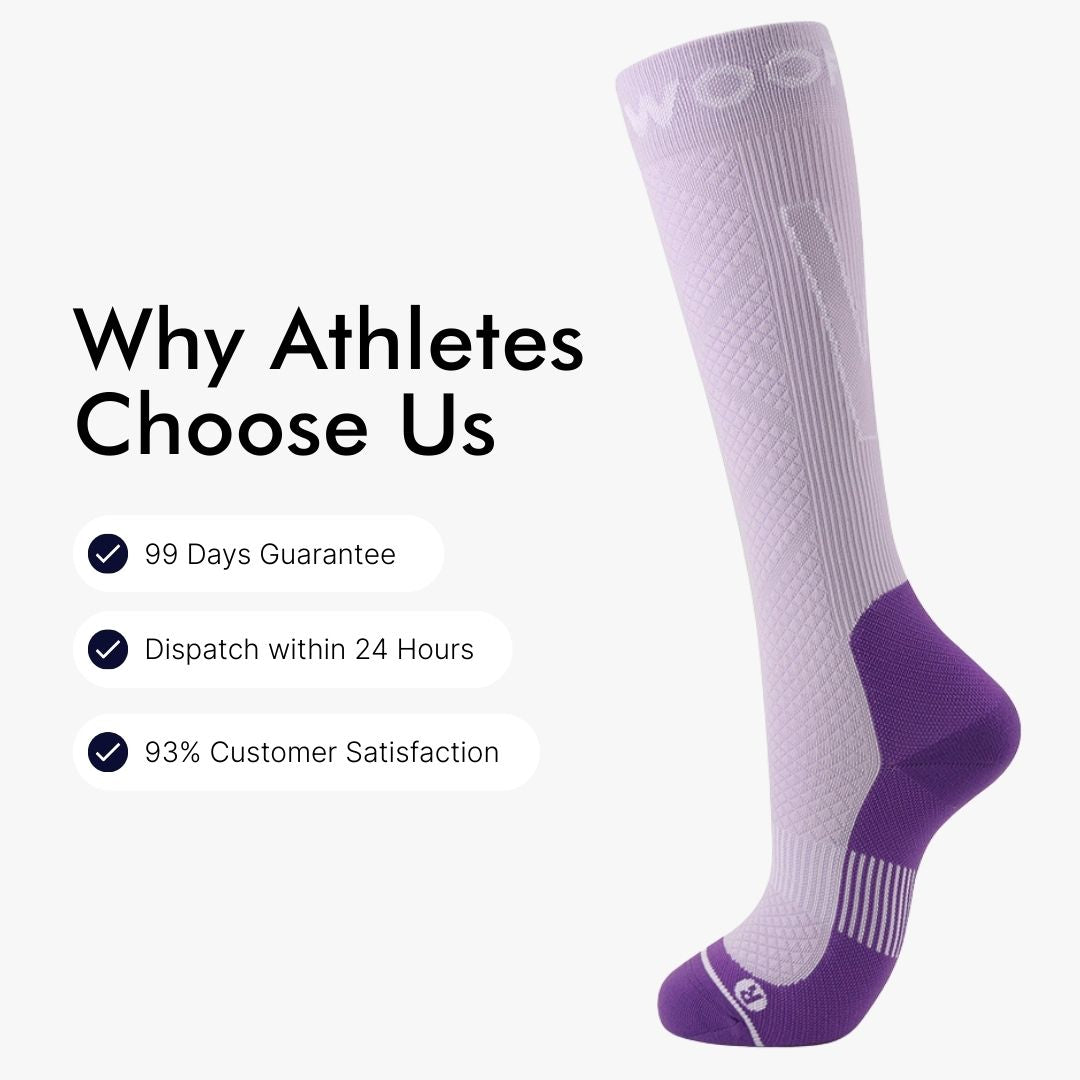 Performance Compression Socks, Purple and Fluro Purple