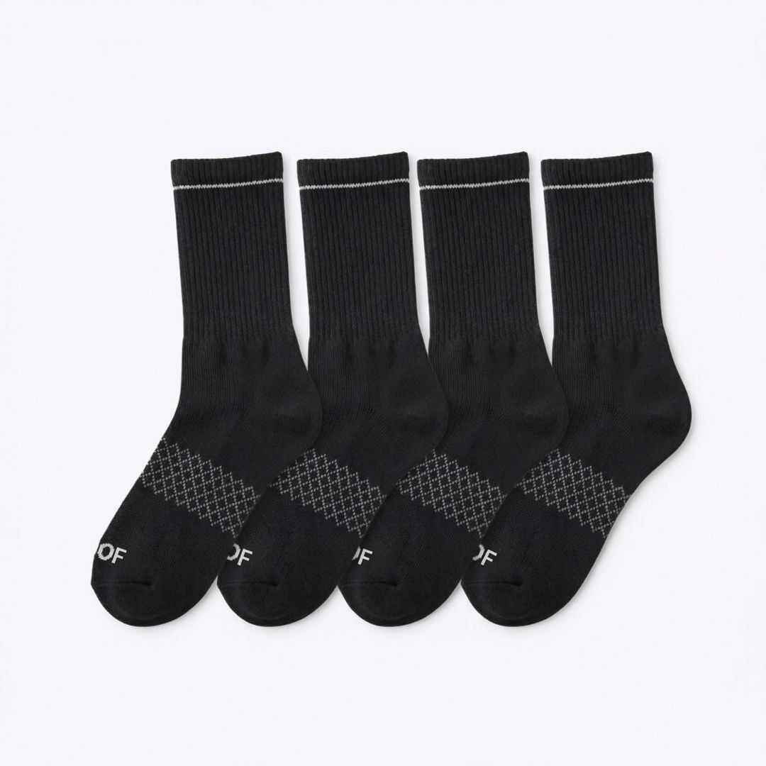 Black Bamboo Crew Compression Socks 4 Pack