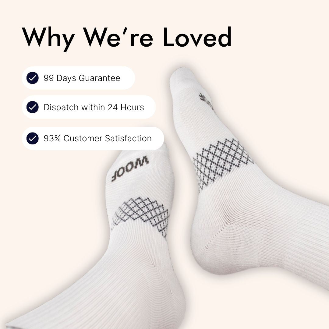 White Bamboo Crew Compression Socks